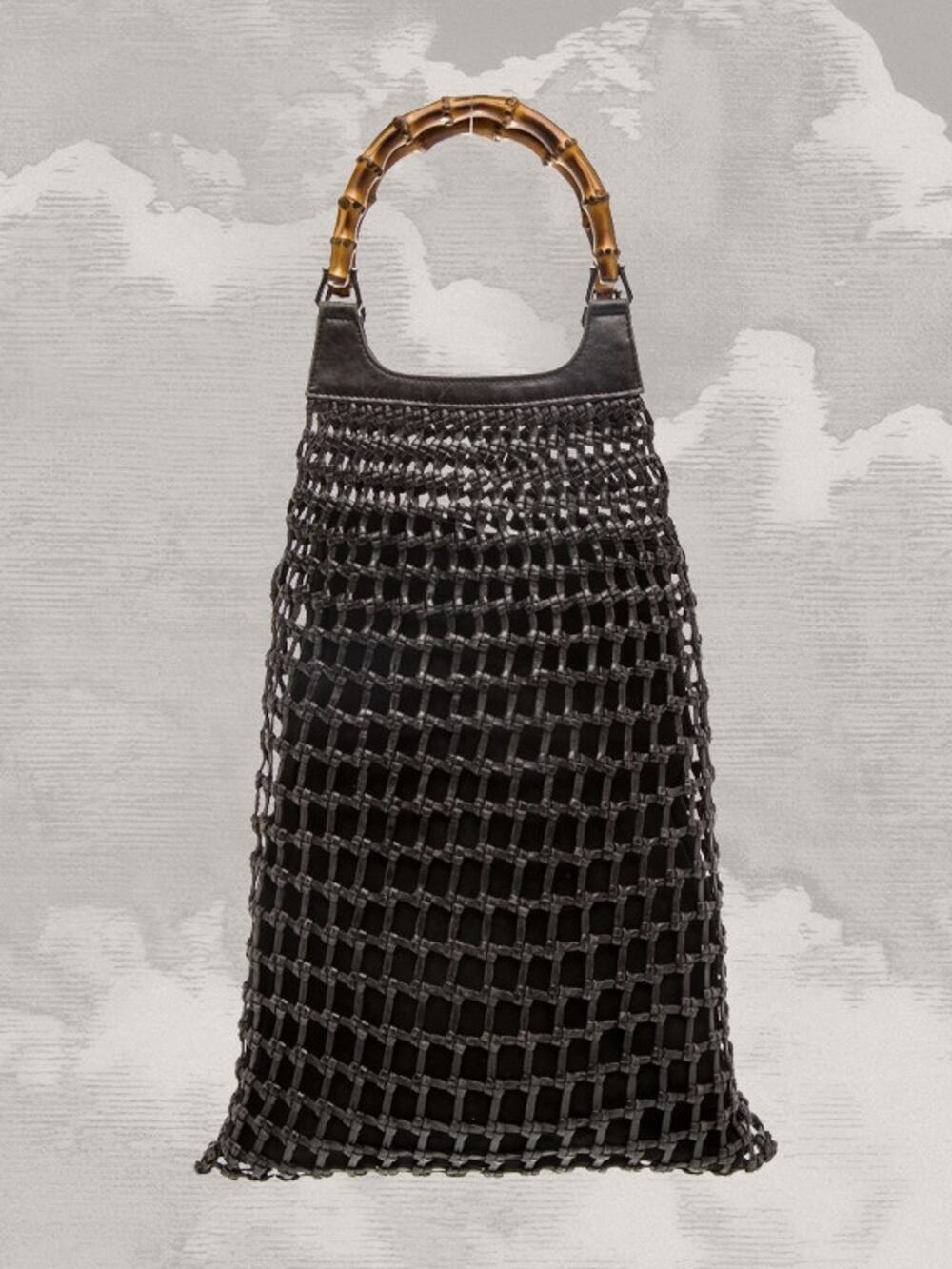 GUCCI Tom Ford Era Woven Bamboo Brown Bag Satchel Leather Minimalism 90s Y2K
